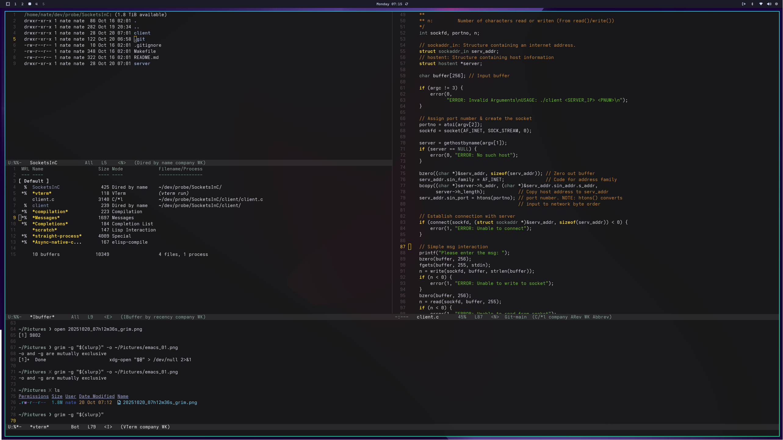 Final product of config in action with the colorscheme set